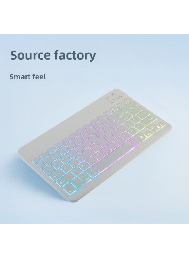 10-inch Wireless Bluetooth Luminous Keyboard And Mouse For Mobile Phone Ipad Tablet PC Rechargeable Mute on-Specifications:RGB Luminous Keyboard (white) Send Data Cable - Image 2